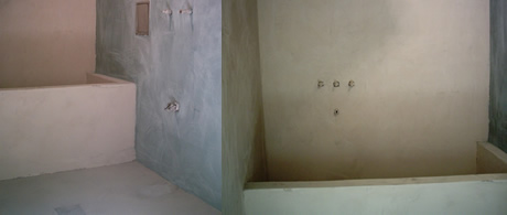 Preparaci�n de ba�o piso y paredes con microcemento.