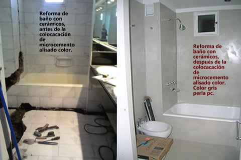 Reforma de baños con colocación de microcemento color